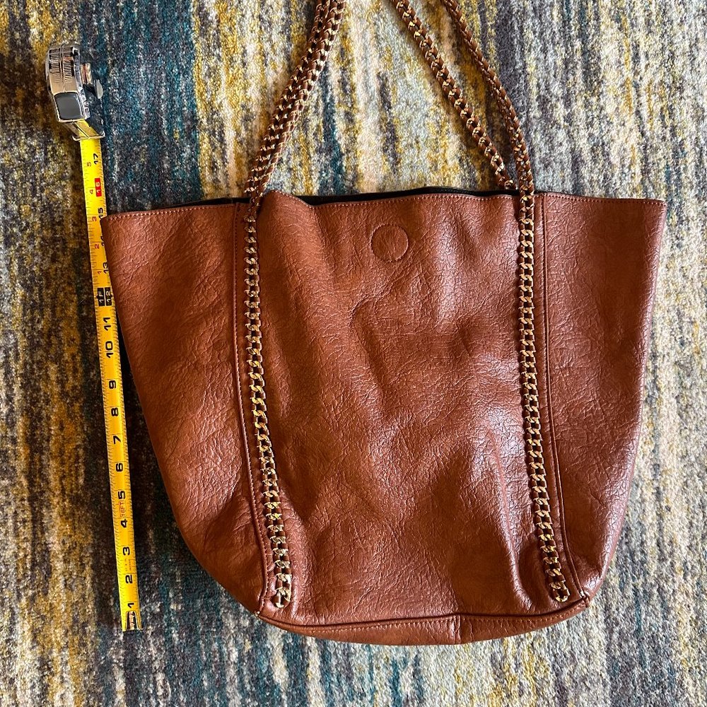 Certified Vegan Leather tote with chain straps